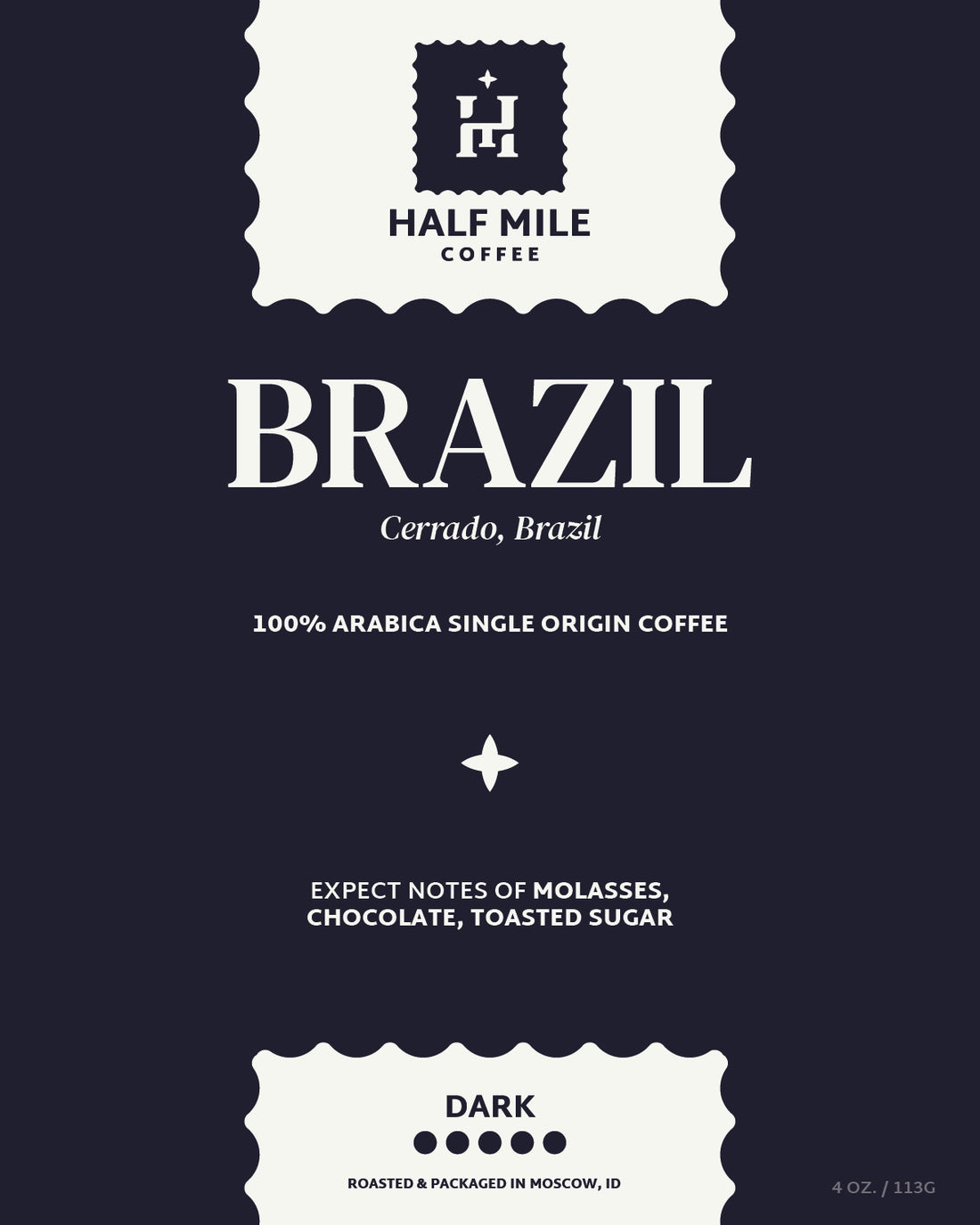 Half Mile Coffee Brazil Cerrado coffee label