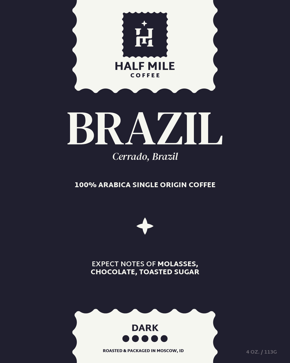 Half Mile Coffee Brazil Cerrado coffee label