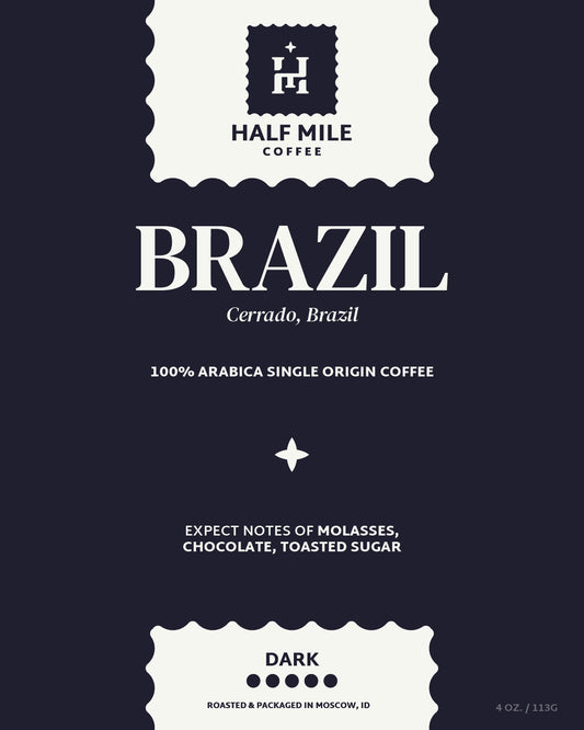 Half Mile Coffee Brazil Cerrado coffee label