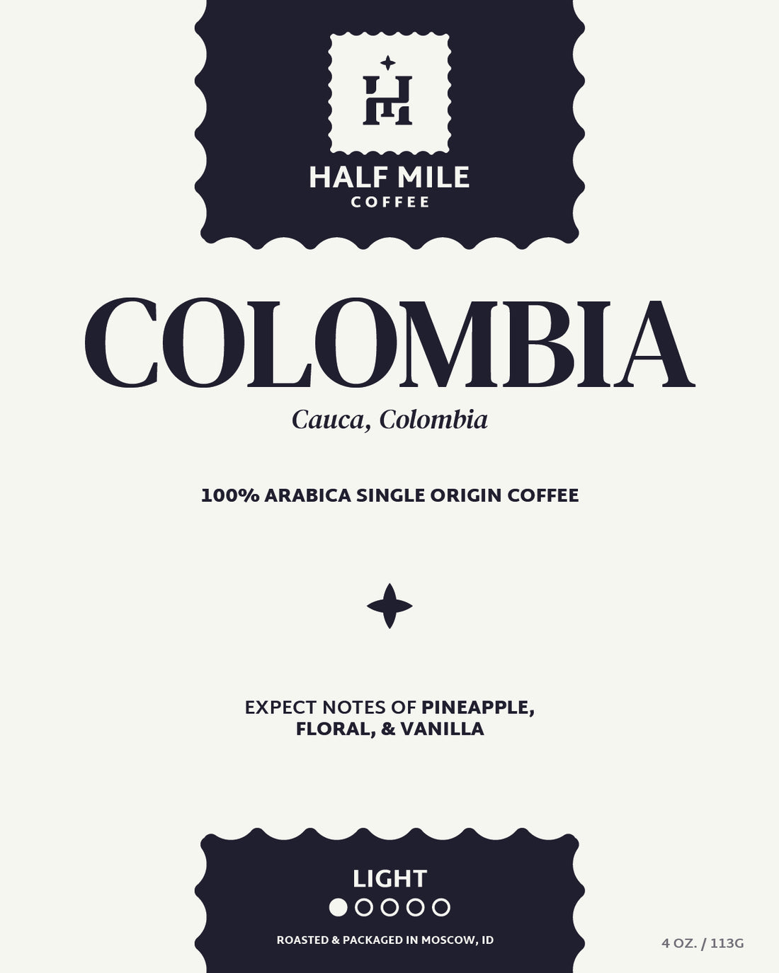 Colombia Cauca coffee label